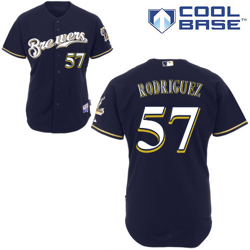 Francisco Rodriguez #57 MLB Jersey-Milwaukee Brewers Men's Authentic Alternate Navy Cool Base Baseball Jersey